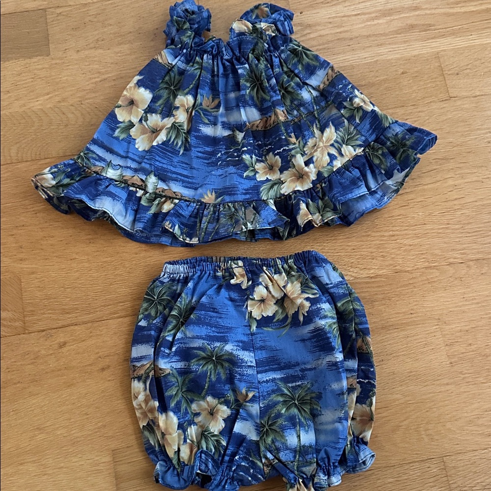 Hawaiian Blue Floral Baby Outfit